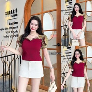 Doll Sleeve Shirt Decorated With Good Quality Woven Fabric K6994