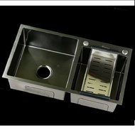 304 stainless steel two-hole sink KIT2C - BD black and KIT2C - BD White without worrying about rust,