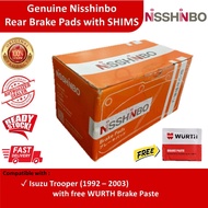 Genuine Nisshinbo Rear Brake Pads with SHIMS for Isuzu Trooper (1992 - 2003)