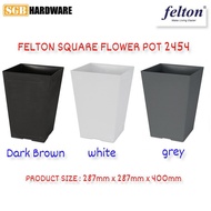FELTON SQUARE FLOWER POT 2454 - WHITE / DARK BROWN/ GREY PASU BUNGA FELTON 2454 (L SIZE) *