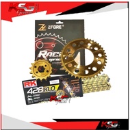 ZFORE Sprocket 428 SET Y16/Y15/Y15ZR/FZ150 + RK Rantai O-Ring Gold Spoket set