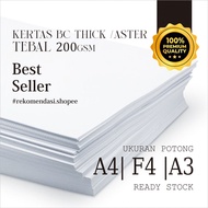 BC THICK WHITE 200gsm Paper ASTER A4/ | F4 | A3 Ready stock smooth white 2 sides THICKEST