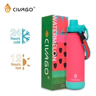 CIVAGO （22oz/660ml） Siri Buah Berwarna dengan Coaster Pemegang Paracord Cawan Vakum Bertebat Botol M