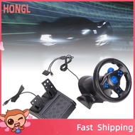 Honglai8 USB Gaming Steering Wheel with 180 Degree Rotation Dual Vibration Pedal System Gear Shift 2