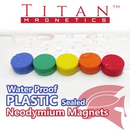 Plastic Sealed Disc Neodymium Magnet Waterproof Dia.12.6 x 6.3mm 4pcs