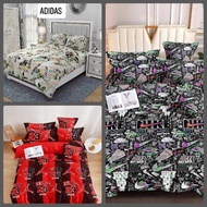 ANIME NARUTO, BASKETBALL ADIDAS AND NIKE 3 IN 1 SET CANADIAN COTTON BEDSHEET (WITH 2 PILLOWCASE)
