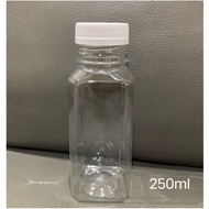 BOTOL PLASTIK PETAK KALE TEBAL TUTUP PUTIH 250ml BOTOL KOPI JUS
