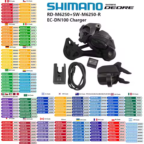 Shimano DEORE 12S Di2 Mini Groupset Including RD-M6250-SGS SW-M6250-R EC-DN100 Charger For MTB Mount