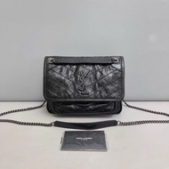 YSL聖羅蘭 Niki小號黑色銀鏈郵差包