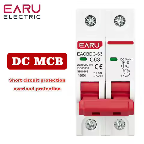 2P DC 1000V MCB Solar Mini Circuit Breaker Overload Protection Switch 6A 10A 16A 20A 25A 32A 40A 50A