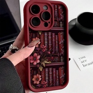 Ốp lưng điện thoại mềm họa tiết hoa màu nước Burgundy tương thích với iPhone 16/15/XR/7P8P/P12 ProMa