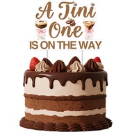 Hiasan Kek "A Tini One is on the Way", Hiasan Baby Shower Martini, Hiasan Kek Espresso Martini, Hias