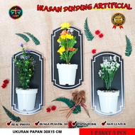 Hiasan Dinding Tanaman Artificial Rak Pot 3d Vertical Garden Unik Gantung Tempel bingkai kayu dekor