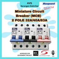 MAXGUARD MCB 2 POLE 32A 40A 63AMINIATURE CIRCUIT BREAKER