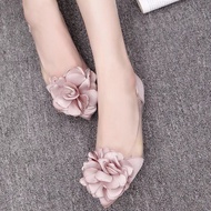 Short Pump Shoes for Women, Korean Style Flower Pump Shoes Pointed Toe Sweet Shallow Mouth