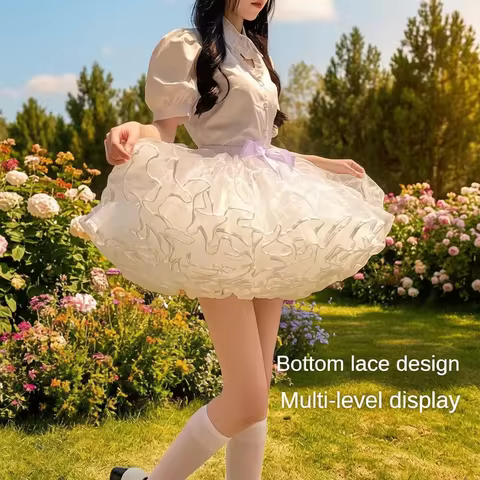 Multi-layer Ruffled Petticoats for Women Fluffy Bubble Skirt Crinoline Underskirt No Hoop Boneless L