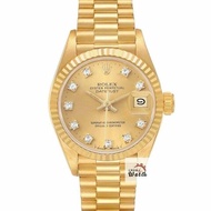 【大眾名錶】ROLEX勞力士 69178 Datejust 18K蠔式女錶 女紅蟳 金色十鑽面盤 大眾名錶B1300