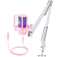MAONO DGM20S Boom arm USB คอนเดนเซอร์ไมโครโฟน RGB การตัดเสียงแบบแตะ ช่องเสียบหูฟัง สำหรับการบันทึก ส