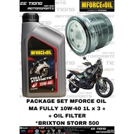 PACKAGE SET - MFORCE MA FULLY 10W-40 1L x 3 + OIL FILTER FOR BRIXTON STORR 500 ORIGINAL MFORCE SPARE