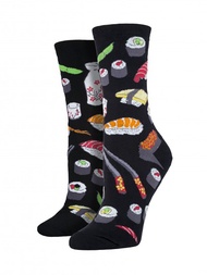 Ladies Sushi Novelty Sock, Shushi Black, (Sock size 9-11 fits Shoe size 5-10-5)