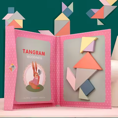 Tangram Jigsaw Puzzle Board, creative mind development fun art handmade gifts, enhance creativity, l