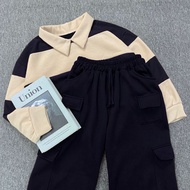 Jooly Up Cargo Sweatpant Korean Style Celana Kulot Kargo Kantong Banyak Wanita Ukuran Jumbo