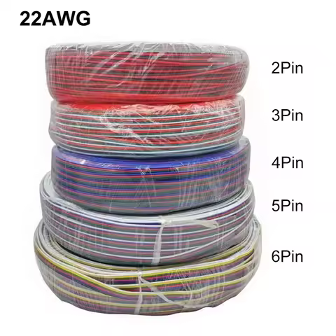 22AWG LED Strip Wire 2/3/4/5/6Pin 5V 12V Extension Electric Cable For WS2812B WS2811 5050 RGB RGBWW 