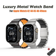 Luxury Titanium Rubber Strap Magnetic Band for Apple Watch Ultra 3 2 1 49mm 10 11 46mm for Iwatch Se