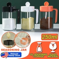 Tollo_regina [ 250ml ] Multifunctional Kitchen Glass Season Jar Container for oil, salt sugar honey