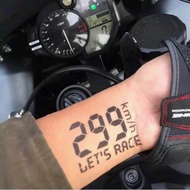 手腕纹身贴机车摩托车爆表时速数字299KM防水持久ins女男暗黑刺青Wrist tattoo stickers for motorcycles and motorcycles, breaking th