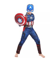 Muscle Captain America Costume Marvel Superhero Jumpsuit for Kids/Adults (Captain America Shield SEP