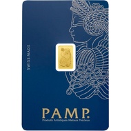 AFZA [FREE AIRTITE] 1 GRAM PAMP SUISSE LADY FORTUNA VERISCAN 999.9 FINE GOLD BAR 1G