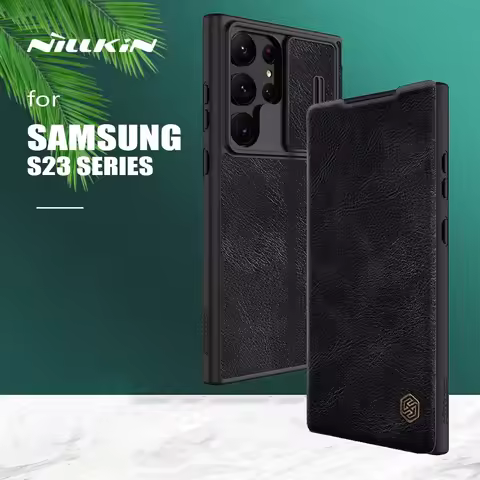 for Samsung Galaxy S23 Ultra Case Nillkin CamShield Flip Leather Case Slim Slide Camera Case for Sam