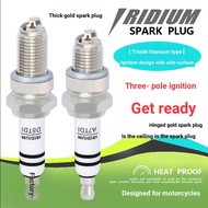 Three-Pole Motorcycle Spark Plug Iridium Spark Plug 110/125/150/B7/A7TC/D8TC Curved Beam Scooter