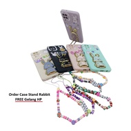 Case Free Bracelet hp SoftCase 3D Stand Rabbit Samsung A12 A13 4G A14 4G A14 5G A24 4G A25 4G M12 Ho