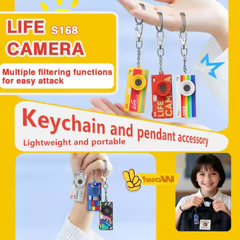Keychain Camera S168 Mini Life Camera 48MP 2K Pocket Camera Retro Filter 1.47'' IPS Screen Ultra Thi
