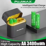 PUJIMAX - AA智能充電倉連4粒3400mWh AA充電池套裝 充電器 過充保護 短路保護 充滿停充