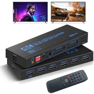 4K 60Hz HDMI Matrix 4x2 with Optical & 3.5mm Stereo Audio Out HDMI Matrix Switcher Splitter 4 In 2 O