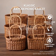 Beg Rotan Traditional Bakul Susu Rattan Basket with Handle Women Picnic Basket Bag Baby Milk Bag Rec