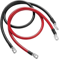 6AWG 20-Inch Power Battery Cables Wire with 3/8"Lugs Terminals,Pure Copper Battery Inverter Cables 6 Gauge x 20" (1 Black &amp; 1 Red) for Marine Solar ATV Lawn Mower RV Car Motorcycle (20-Inch)