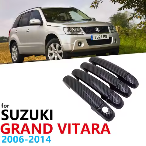 Black Carbon Fiber Door Handles Cover Protection for Suzuki Grand Vitara Grand Nomade Escudo 2006~20