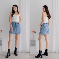 Monelly - Naomi Skort (Women's jeans denim Skirt | Mini skirt Short skirt | Korean denim Brocade