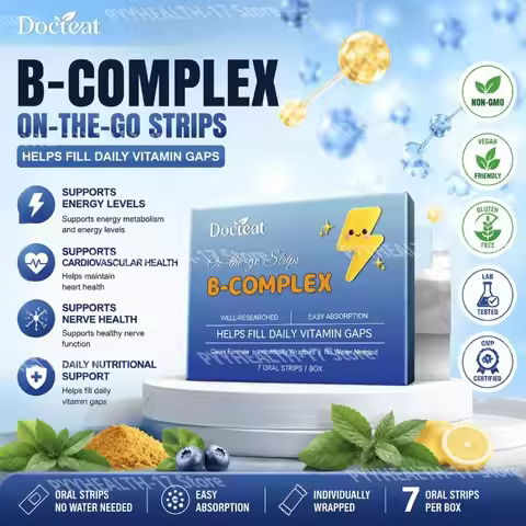 Docteat B-Complex Oral Dissolving Strips Supports Energy Metabolism and Nerve Health Helps Fill Dail
