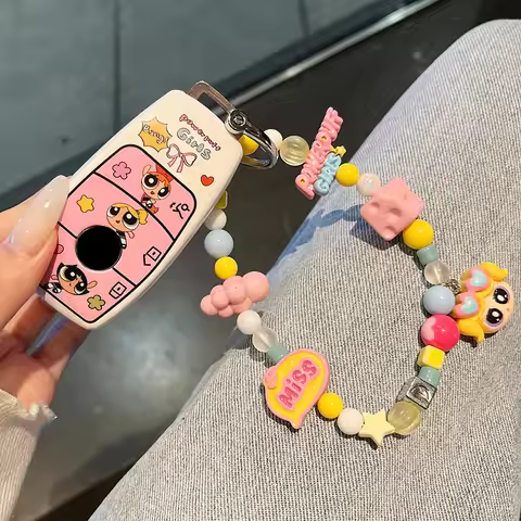 Cartoon Printed Key Fob Cover Suitable For Mercedes Benz Key Case C260L car E300L GLC300L A200L Key 