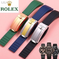 ☬ Rolex Watch Strap Men's Rubber Strap Original Yacht-Master Daytona Black Green Water Ghost Greenwi