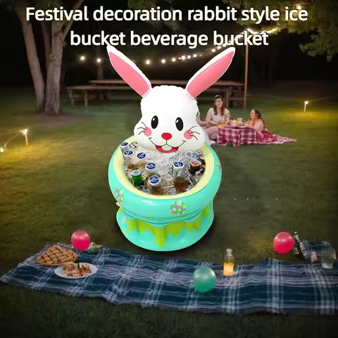 1pc Easter Bunny Ice Bucket Beverage Cooler PVC Inflatable Ice Bucket Drink Accessories Party Decora