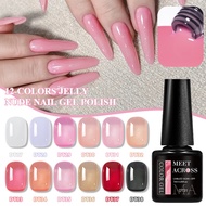 MEET ACROSS 7ml Pink Nude Jelly Nail Gel Polish Varnish Semi-permanent Translucent UV LED Soak Off N