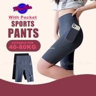 Women Seamless Pocket 5 Point Shark Leggings Sports Yoga Stretch Base Pants