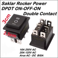 Rocker Switch Power Black Large 6 Pin On Off On Switch Foot 3cm x 2.5cm