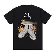 Fih Funny Meme Fish Men's Fashion Street Printed Comfortable Cotton T-shirt Top